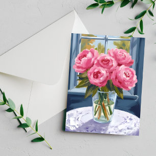 Bouquet de pivoine rougissante Carte de peinture