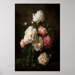 Bouquet de pivoines antiques Art mural floral vint