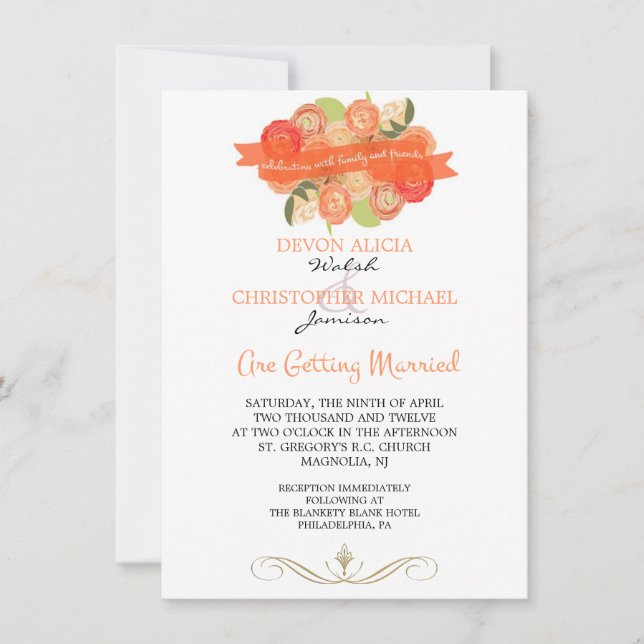 Bouquet de Ranunculus Faire-part de mariage (Devant)