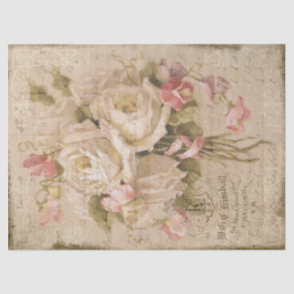 Bouquet de Rose White Roses über Ledger Decoupage Seidenpapier