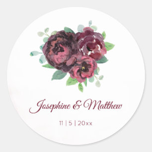 Bouquet de roses de Bourgogne Stickers de mariage