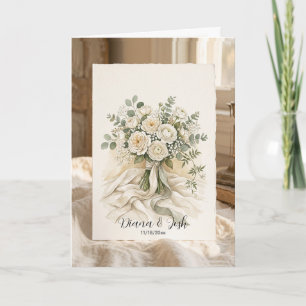 Bouquet de roses de mariage Carte de remerciement