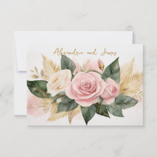 Bouquet de roses pour RSVP de mariage