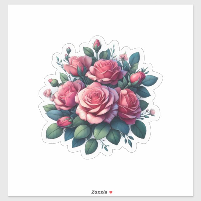 Bouquet de Sticker Rose (Feuille)
