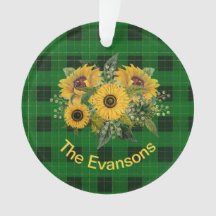 Bouquet de tournesol ensoleillé sur Plaid vert