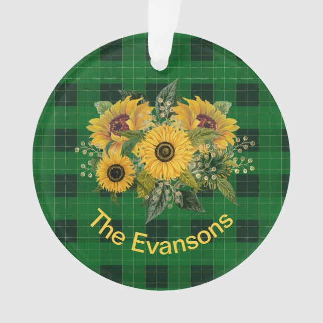 Bouquet de tournesol ensoleillé sur Plaid vert (devant)