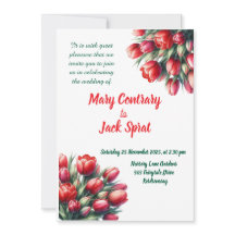 Bouquet de tulipe rouge aquarelle faire-part de ma