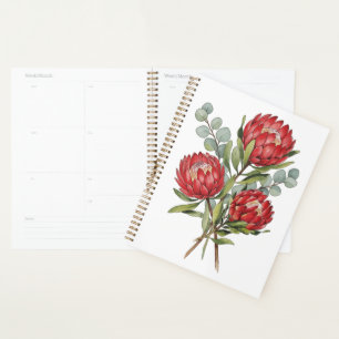 Bouquet d'eau de Protea cramoisie Aquarelle