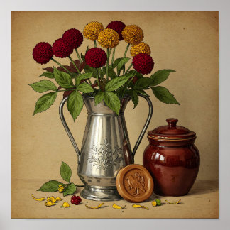 Bouquet der Blume in der jonglieren Vintagen Wandk Poster