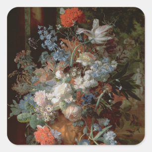 Bouquet der Blume in einer Landschaft Quadratischer Aufkleber