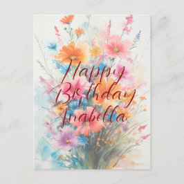 Bouquet der Blume Kalligrafie Geburtstag Postkarte