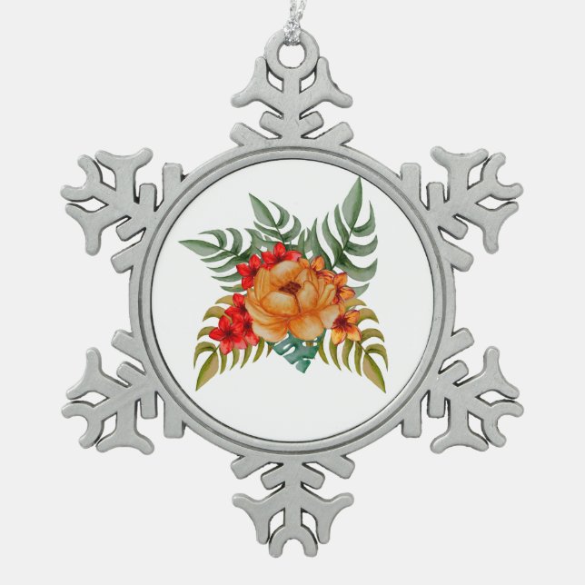 Bouquet der Blume Schneeflocken Zinn-Ornament (Vorderseite)
