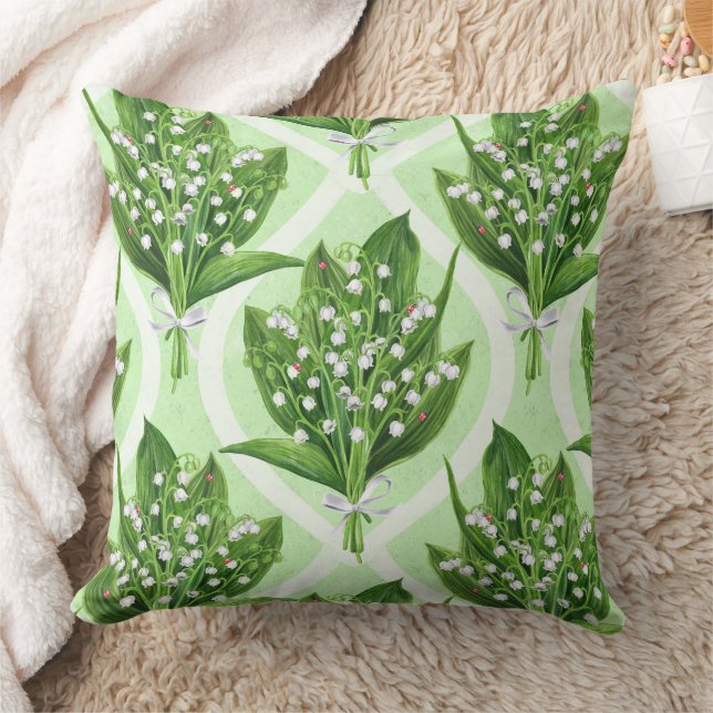 Bouquet der Lilie des Tales Blume auf grün Kissen (Decke)