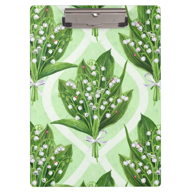 Bouquet der Lilie des Tales Blume auf grün Klemmbrett (Vorderseite)