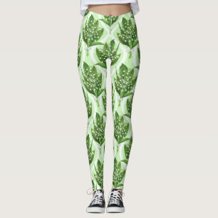 Bouquet der Lilie des Tales Blume auf grün Leggings