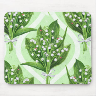 Bouquet der Lilie des Tales Blume auf grün Mousepad