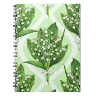 Bouquet der Lilie des Tales Blume auf grün Notizblock
