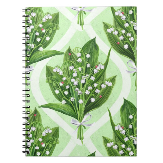 Bouquet der Lilie des Tales Blume auf grün Notizblock (Vorderseite)