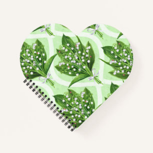 Bouquet der Lilie des Tales Blume auf grün Notizbuch