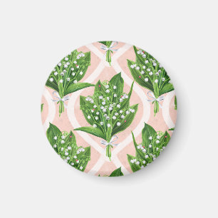 Bouquet der Lilie des Tals Blume auf rosa Magnet