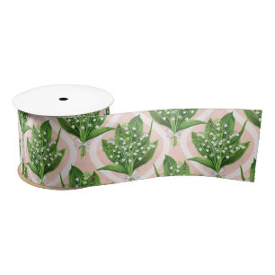 Bouquet der Lilie des Tals Blume auf rosa Satinband