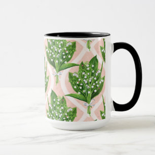Bouquet der Lilie des Tals Blume auf rosa Tasse