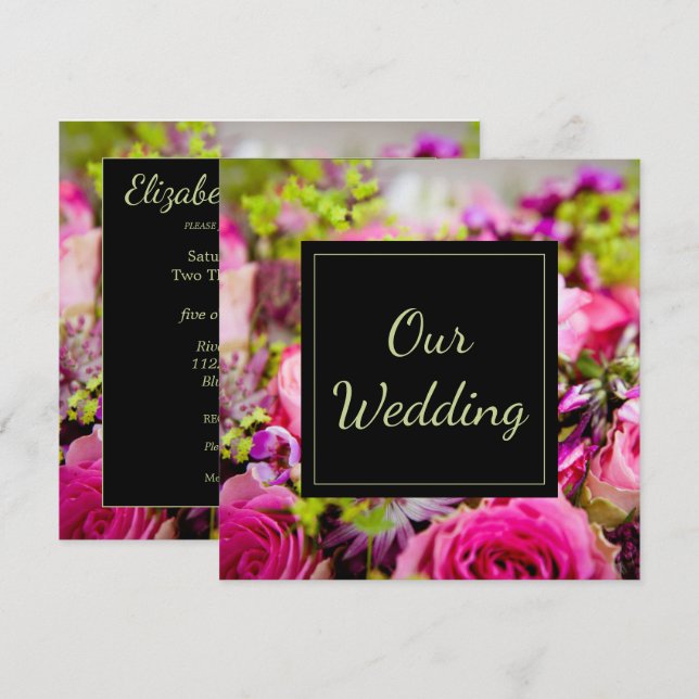 Bouquet der Rose Hochzeit Einladung (Vorne/Hinten)