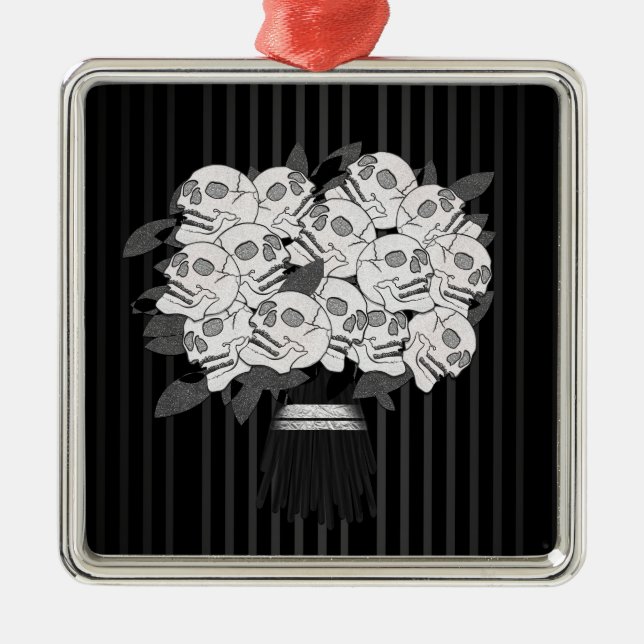 Bouquet der Rose Schwarz & Weiß Ornament Aus Metall (Vorne)