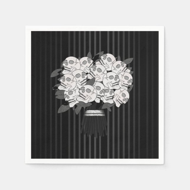 Bouquet der Rose Schwarz & Weiß Serviette (Vorderseite)