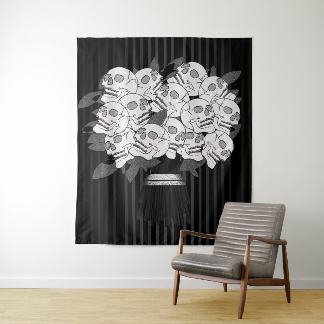 Bouquet der Rose Schwarz & Weiß Wandteppich (Beispiel)