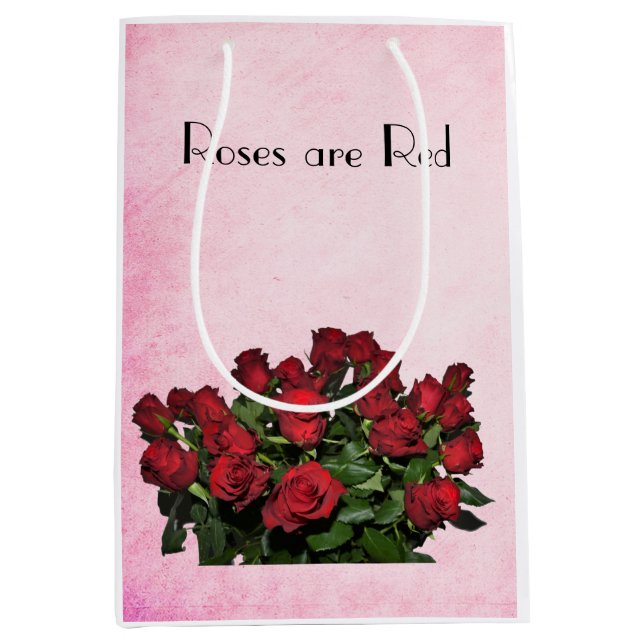 Bouquet der rote Rosen Mittlere Geschenktüte (Vorderseite)