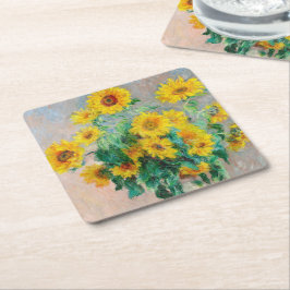 Bouquet der Sonnenblumen Claude Monet Rechteckiger Pappuntersetzer