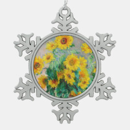 Bouquet der Sonnenblumen Claude Monet Schneeflocken Zinn-Ornament