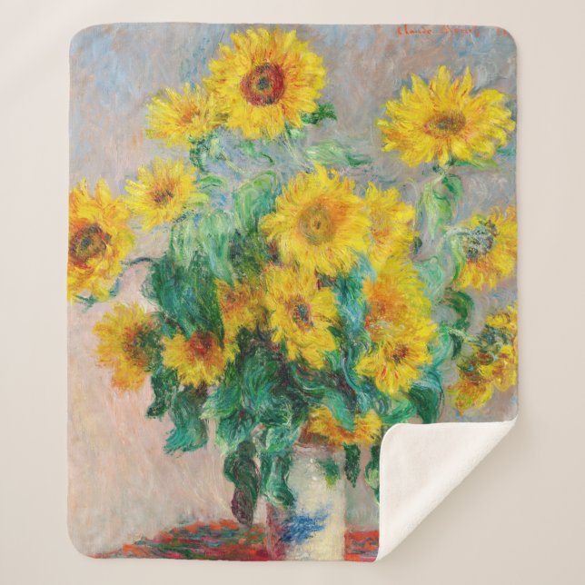 Bouquet der Sonnenblumen Claude Monet Sherpadecke (Vorderseite)