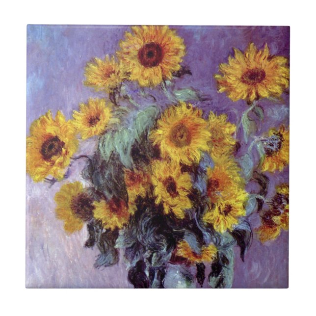 Bouquet der Sonnenblumen von Claude Monet, Vintage Fliese (Vorderseite)