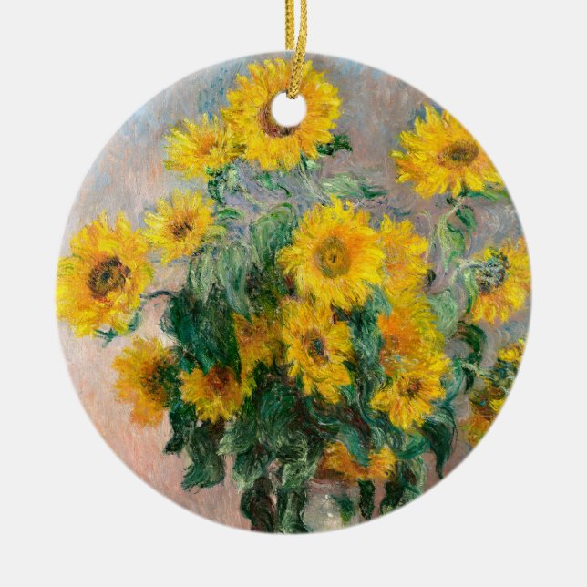 Bouquet der Sonnenblumen von Monet Impressionist Keramik Ornament (Vorne)
