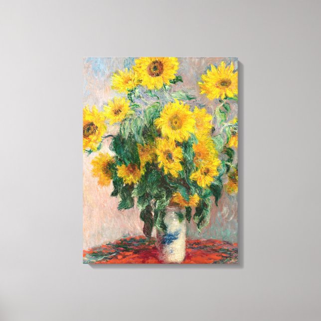 Bouquet der Sonnenblumen von Monet Impressionist Leinwanddruck (Vorderseite)