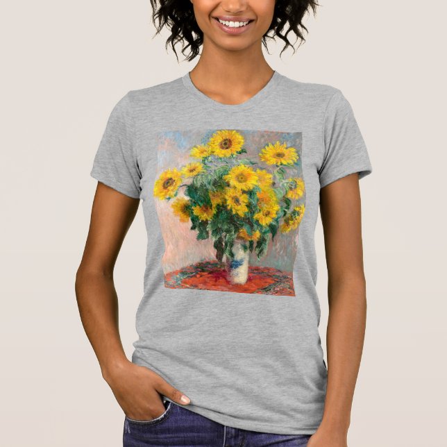 Bouquet der Sonnenblumen von Monet Impressionist T-Shirt (Vorderseite)