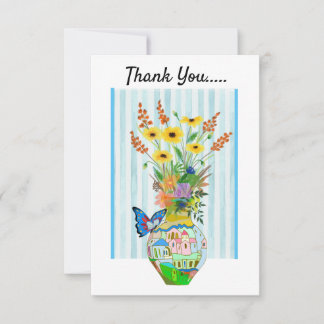 Bouquet d'été Carte de remerciements plat