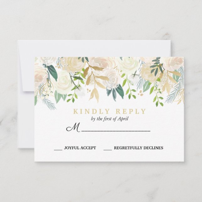 Bouquet d'ivoire Réponse du Mariage floral RSVP ro (Devant)