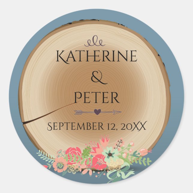 Bouquet en bois rustique - Sticker circulaire (Devant)
