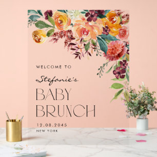 Bouquet floral aquarelle automnal pour Baby Brunch