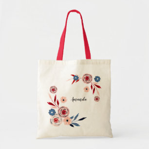 Bouquet floral aquarelle, sac fourre-tout personna