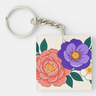 Bouquet floral avec fleurs violettes et corail