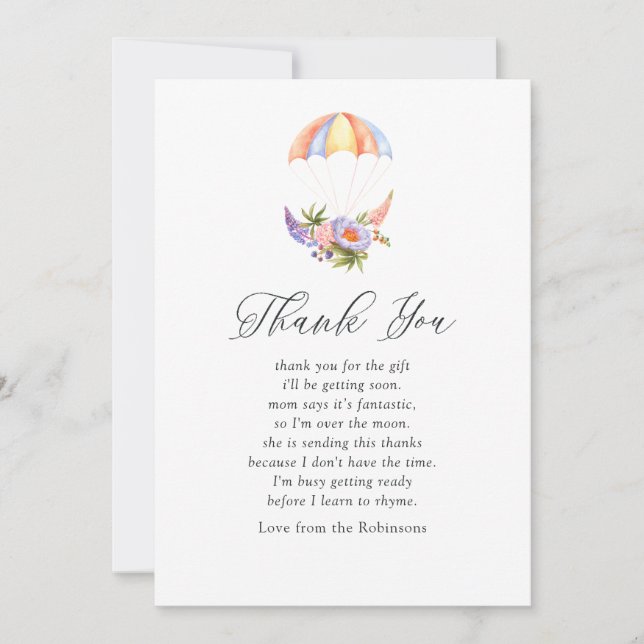 Bouquet floral Baby shower parachute Merci (Devant)
