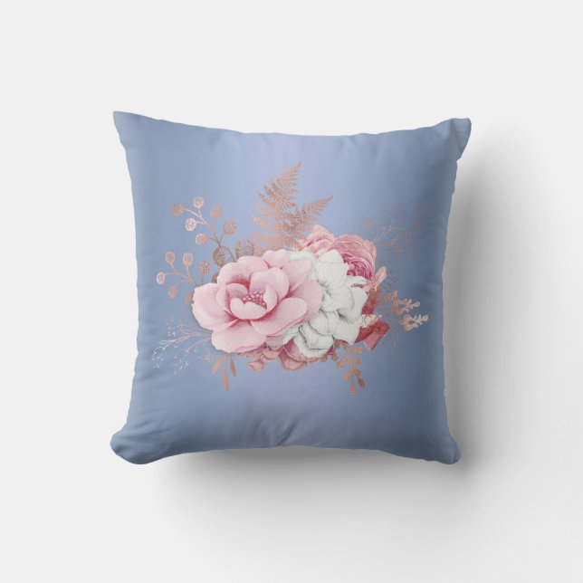 Bouquet floral bleu Hampton coussin (Recto)