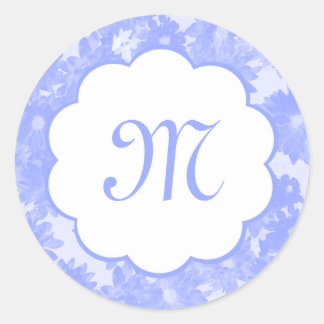 Bouquet floral bleu Monogramme Stickers initiaux