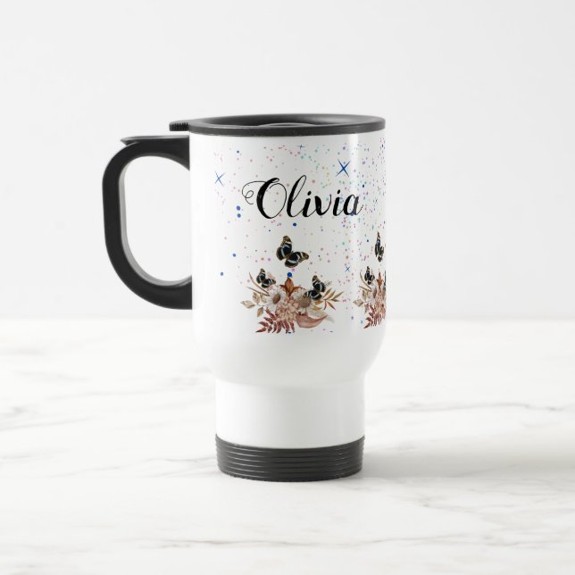 Bouquet floral blooming garden reisebecher (Links)
