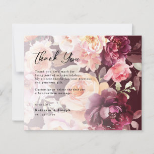 Bouquet Floral Burgundy Hochzeit danke Ihnen Karte