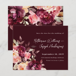 Bouquet floral Burgundy Hochzeit speichern Sie das